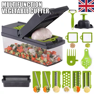 Versatile 16-in-1 Chopper & Slicer Salad Fruits & Veggies Mandolin Cutter UK • £9.59