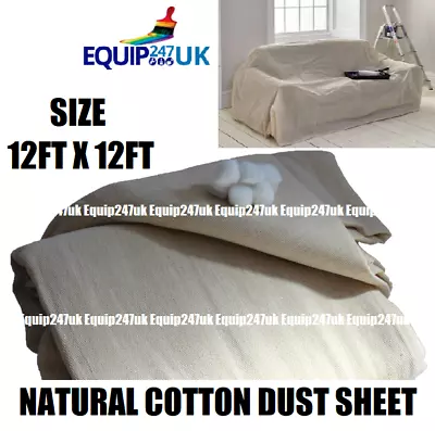 EXTRA HEAVY LARGE DURABLE 12' X 12' COTTON TWILL DUST SHEET PROFESSIONAL QUALITY • £12.35