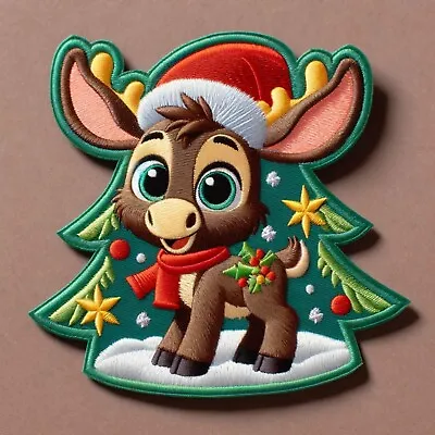 Baby Moose Christmas Patch Iron-on Applique Wild Animal Badge Kids Craft   • $5.87