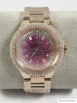 NEW Michael Kors Camille Pink Ombre Pave Glitz Rose Gold Stainless Watch MK7340 • $169.99