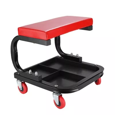 Padded Rolling Set Garage Mechanics Roller Seat Stool Chair With Tool Tray 250lb • $37.60