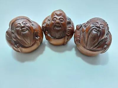 Carving Netsukes 3 Wise Old Men With Beards Signed • £19.99