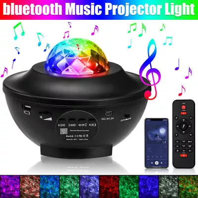 Music LED Galaxy Starry Night Light Projector Ocean Wave Star Lamp Bluetooth Kid • $13.85