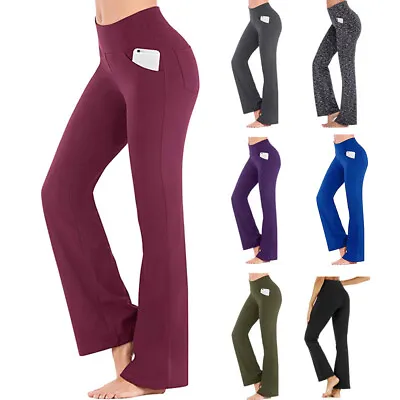 $28.99 • Buy Women High Waist Stretch Yoga Pants Bootcut Flare Wide Leg Leggings Fitness Gym
