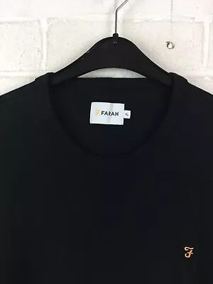 Farah Black Short Sleeve Crew Neck Pure Cotton T-Shirt Size X-Large #CE • £6.64