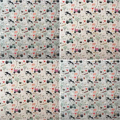 Digitally Printed Fabric Cotton Panama On The Farm Animals 140cm Wide • £2.49