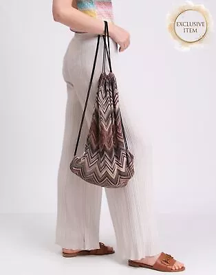 MISSONI X ACBC Knitted Dust Bag Slouchy Backpack Zigzag Lame Effect Drawstring • $1.52