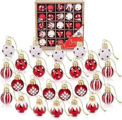 1 Inch Mini Red & White Peppermint Glass Ball Christmas Ornaments Set Of 25 Ball • $26.97