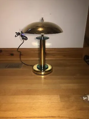 18.5” Atomic Saucer UFO Mushroom Some Brass Table Desk 3 Way Touch Lamp Gold • $54.99
