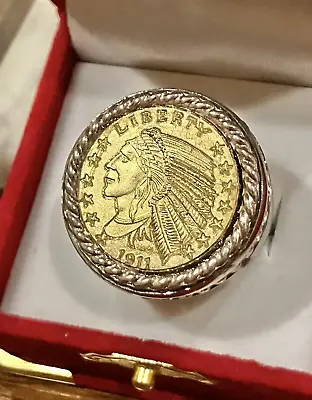 Replica 1911 American US Morgan Head $2.50 Dollar Gold Coin Ring Size 8.5 NICE! • $65