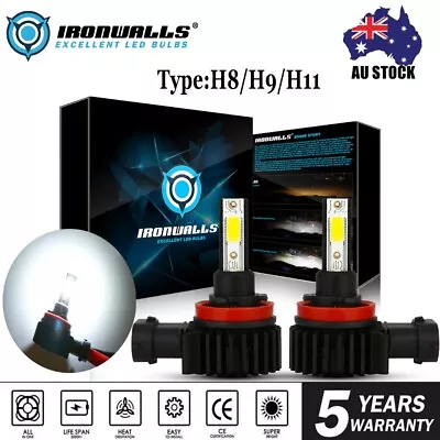 H11 H9 H8 LED Headlight Globes Bulb Kit 6500K For Mitsubishi Triton MR 2018-2022 • $25.99
