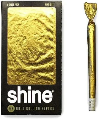 NEW Shine 1 Sheet Pack KING SIZE Rolling Paper 24K 24 Karat Gold  • $9.49