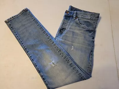 & Denim Jeans Size 32x32 Slim Low Waist Button Fly Distress On Front  • $11.77
