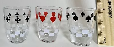 Small Shot Glasses 1/2 Shot Red Hearts Black Spades And Clubs Playing Card Theme • $10.25