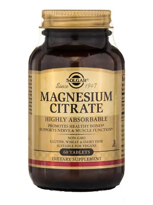 £11.99 • Buy Solgar Magnesium Citrate Tablets, Pack Of 60 Promotes Healthy Bones