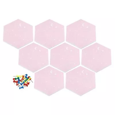 Hexagon Felt Board Tiles 8 Pack Self Adhesive Mini Moon Wall Pin Bulletin Boa... • $26.86