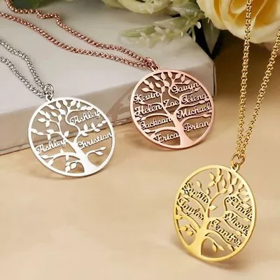 Custom Tree Of Life Name Necklace Personalized Mother Kids Family Member Names • $11.39