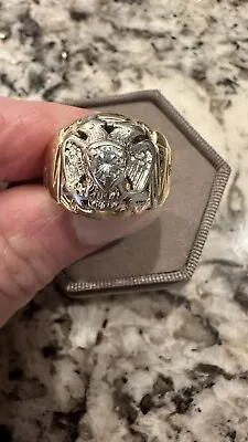 Vintage 14k Gold Masonic Ring Men’s Diamond Size 8 • $1000