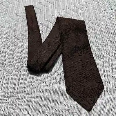 Vintage A Sulka Brown Monotone Textured Damask Silk Tie • $75