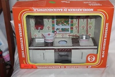 Vintage Schopper Tin Toy German Kitchen Pot Pan Spoon Modern Unit With Box Toy • $59.99