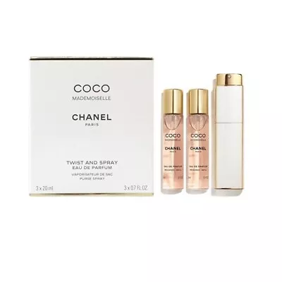 Chanel Coco Mademoiselle Twist And Spray Eau De Parfum 3x 20ml Travel Spray • £89.99