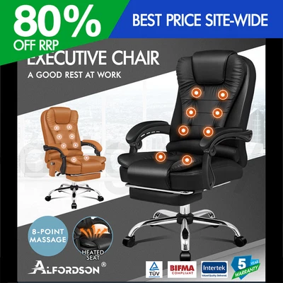 $199.95 • Buy ALFORDSON Massage Office Chair Heated Seat Executive Gaming PU Leather Racer