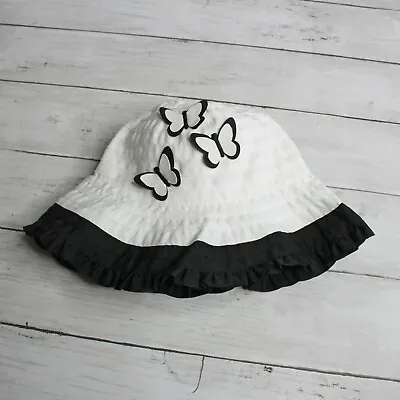 Gymboree Baby Girl'White Black Floppy Beach Hat Size 12-24 Months Sun Hat Bonnet • $18.99