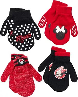 Disney Minnie Mouse 4 Pack Gloves Or Mittens Set Toddler Or Little Girl Age 2-7 • $14.99