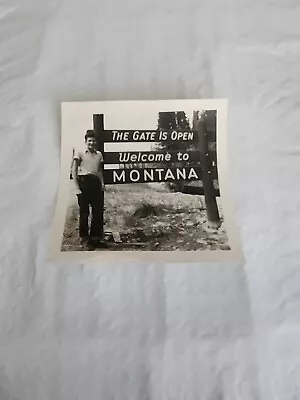 Vtg 1955 Black & White Photo Vacation Teen Boy Standing Next To Montana Sign   • $5.70