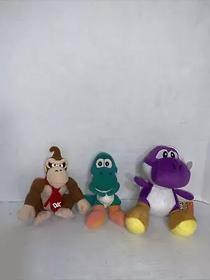 Nintendo Plush Mixed Lot Of 3 Green And Purple Yoshis & Donkey Kong Super Mario • $18