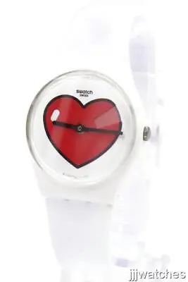 New Swiss Swatch LOVE O'CLOCK White Silicone Watch 34mm GW718 $80 • $64