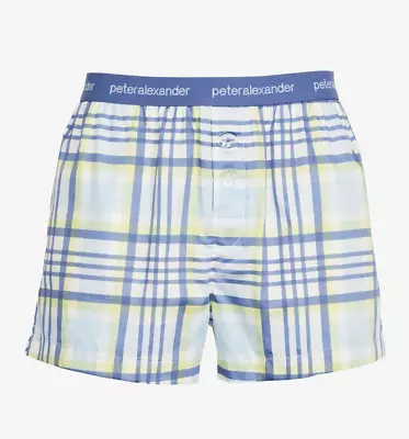 New Peter Alexander Mens Cotton Tartan Boxer Shorts Large L Rrp$49.95 • $25