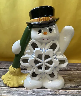 Frosty Snowman Vtg Ceramic Light Up Christmas Holiday Snowflake 13” Works • $58