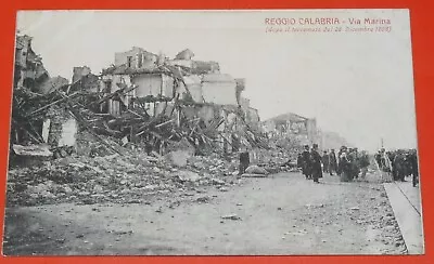 Cpa 1908 Postcard Italy Reggio Calabria Via Marina Earthquake 28-12 • $10.12