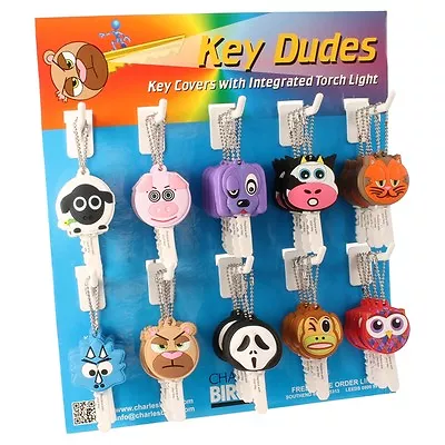 Key Dudes LED Torch Light Key Caps - Select From A Variety! NEW DESIGNS! Keyring • £2.99