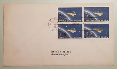 Project Mercury 4 Cent (block Of 4) United States First Day Cover (addressed) • $1.99