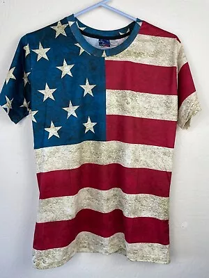 Vintage Mr 1991 INC & Miss Go All Over Print USA Flag T-Shirt XL • $12.99