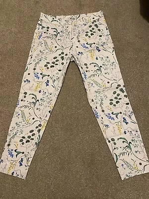 H&M Floral Anna Glover X Cigarette Skinny Floral Print Trousers Size 12 40 • £7.99