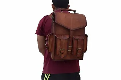 Leather Backpack Convertible Messenger Bag 13  Laptop Satchel Briefcase Rucksack • £52.60