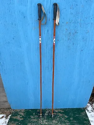 NICE OLD Vintage Set Of Bamboo Snow Ski Poles Measuring 56  Long • $29.90