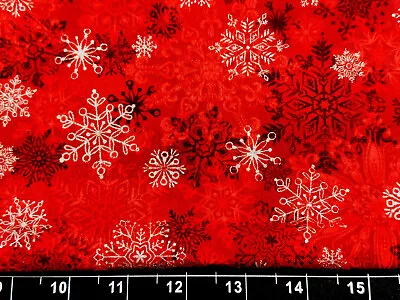 Tina Scrap 9 X21  Christmas Metallic Silver Red Snowflake Winter FABRIC COTTON • $3.29