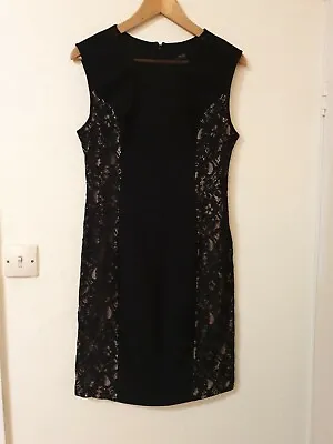 Wallis Lace Side Panel Midi Shift Dress Size 12 • £13.99