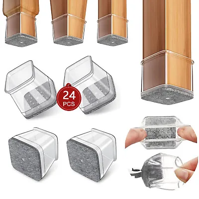 24 Pcs Square Chair Leg Floor Protectors For Hardwood Floor Fits All Shape Chair • $15.98