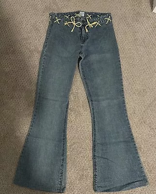 Vintage Mudd Jeans Juniors Sz 1 Lace Up Flare Bell Bottoms Y2K • $45