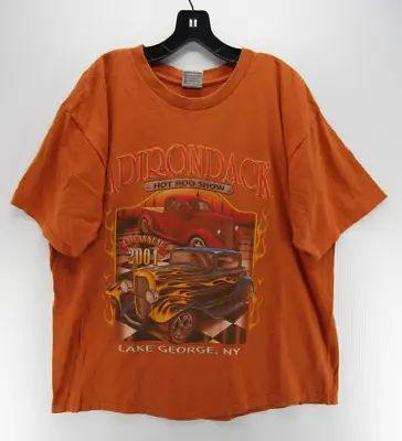 VINTAGE Hot Rod Show Shirt Men XL Orange 2001 Lake George New York Adirondack * • $19.99