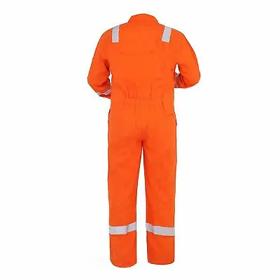 Mens Orange Boiler Suit Workwear Mechanic Coverall Safety Hi Viz Reflective Ppe • £18.49