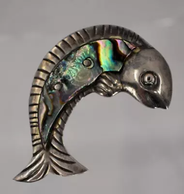 Taxco Hecho En Mexico Abalone Ana Sosa Sterling Silver 925 Fish Pin Brooch • $3.25