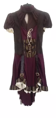 Steampunk Girl Spirit Halloween Costume Med 8-10 Dress Glovelettes Hat Goggles • $24