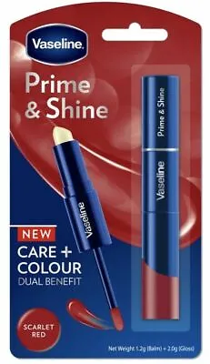 Vaseline Prime & Shine 2in1 Care & Colour 1.2g Balm & 2.0g Gloss Scarlet Red  • £3.99