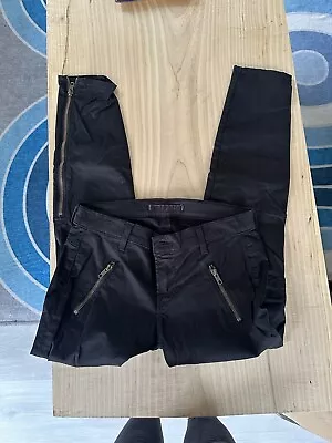 J Brand Maverick Black Mid Rise Skinny Cargo Pants W Zipper Ankles Size 26 • $27